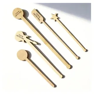 4.3" Premium Bamboo Food pick Coffee Stir Sticks