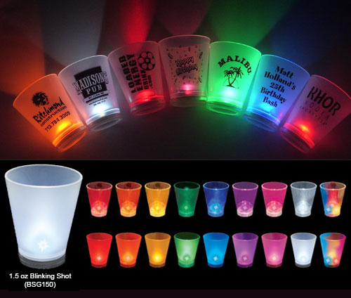 Blinking Shot Glass Mardi Gras Bead